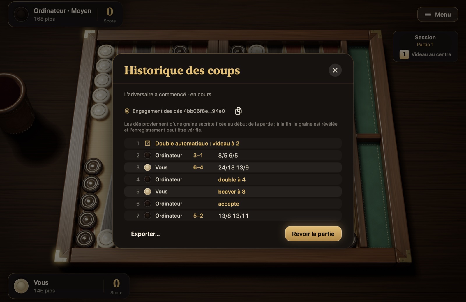 Historique des coups