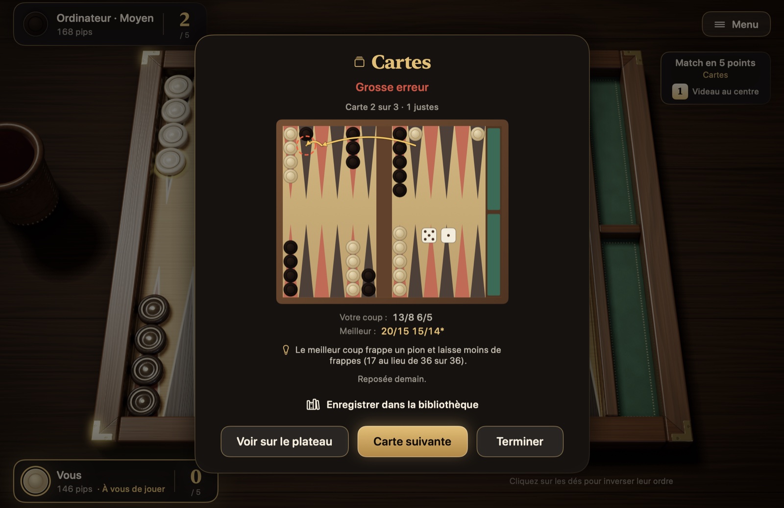 Fiche de résultat de la révision des cartes