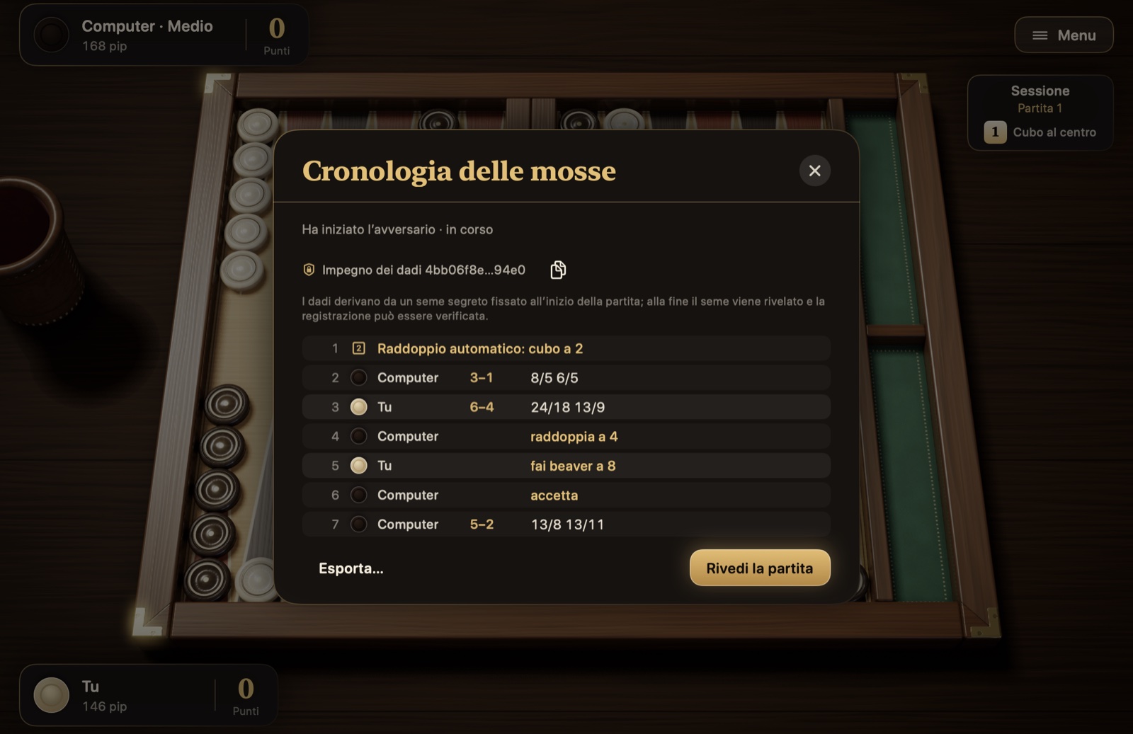 Cronologia delle mosse